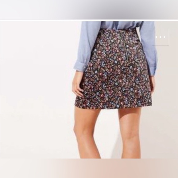 LOFT FLORAL PRINT SOFT FINE WALE CORDUROY A LINE SKIRT SIZE 2 - Picture 2 of 11